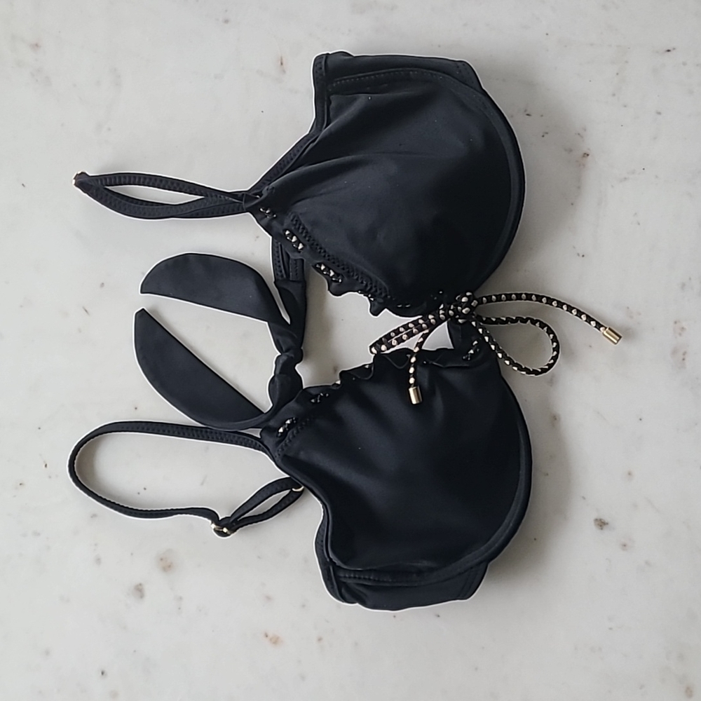 ViX Paula Hermanny Black Maia Bow Detail Bikini Top